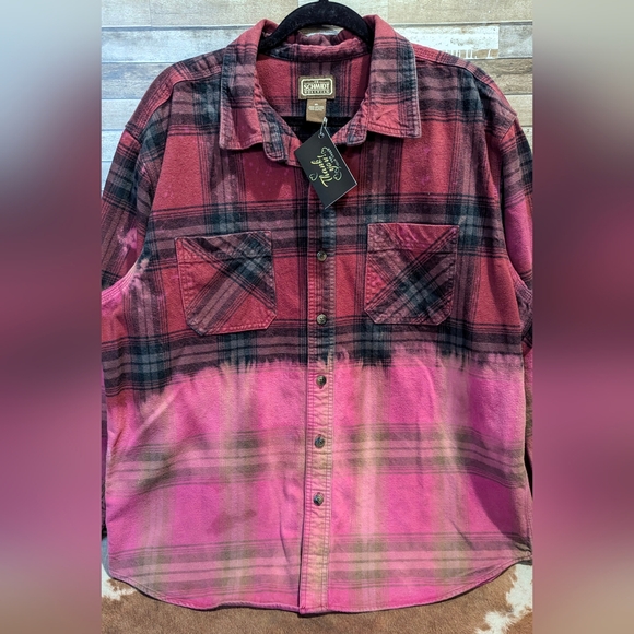 San Francisco 49ers Upcycled Handcrafted Dip Dye Bleach Flannel Shirt - Picture 11 of 15